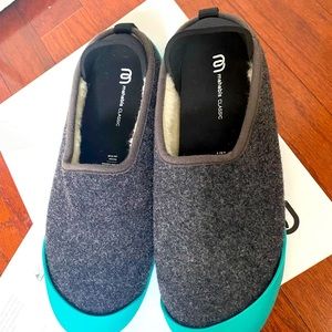 Mahabis shoes/Classic slipper  in Larvic dark gray/turquoise